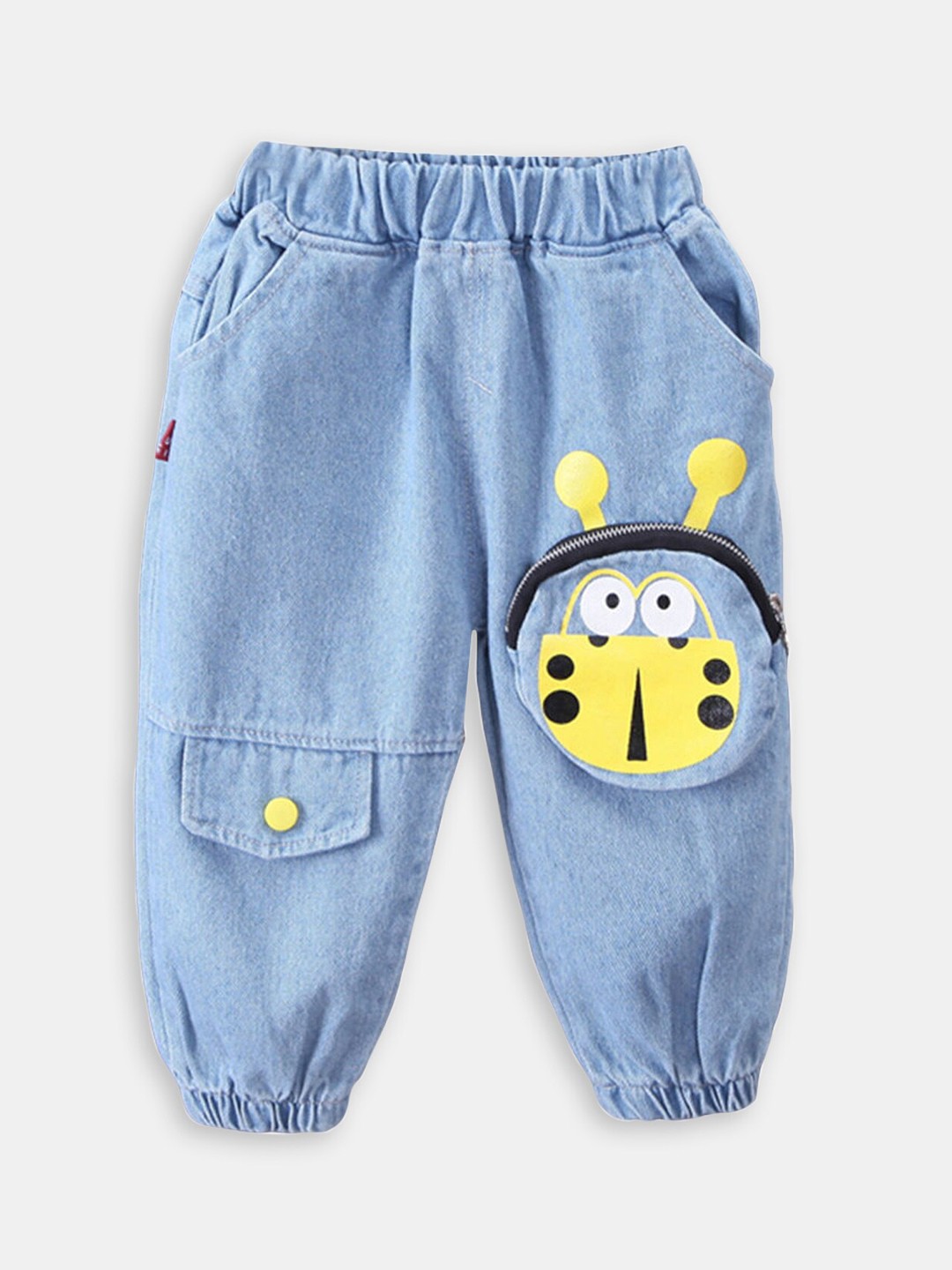 

Hopscotch Boys Comfort Fit Light Fade Printed Casual Joggers Jeans, Blue