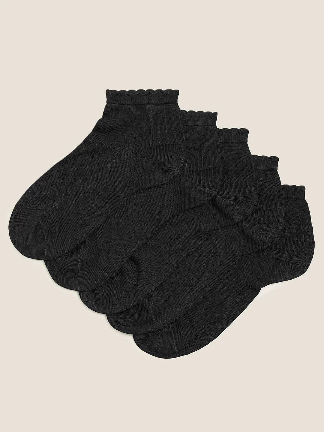 

Marks & Spencer Women Pack of 5 Ankle-Length Socks, Black