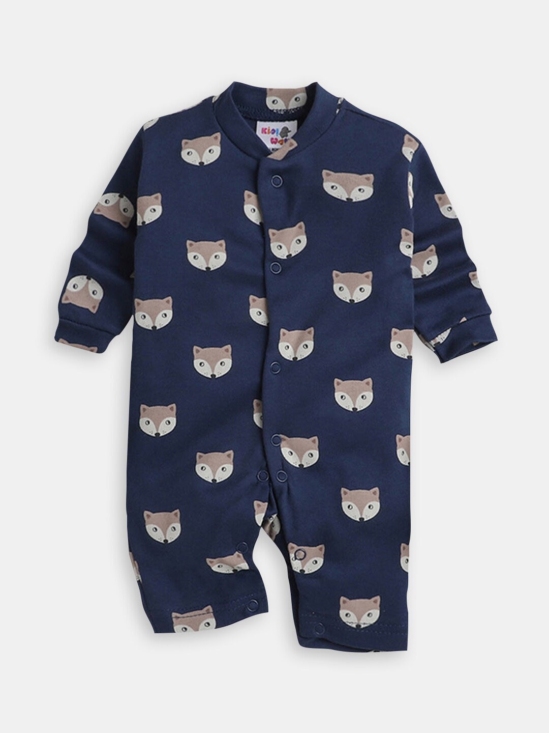 

Hopscotch Infants Printed Cotton Rompers, Navy blue