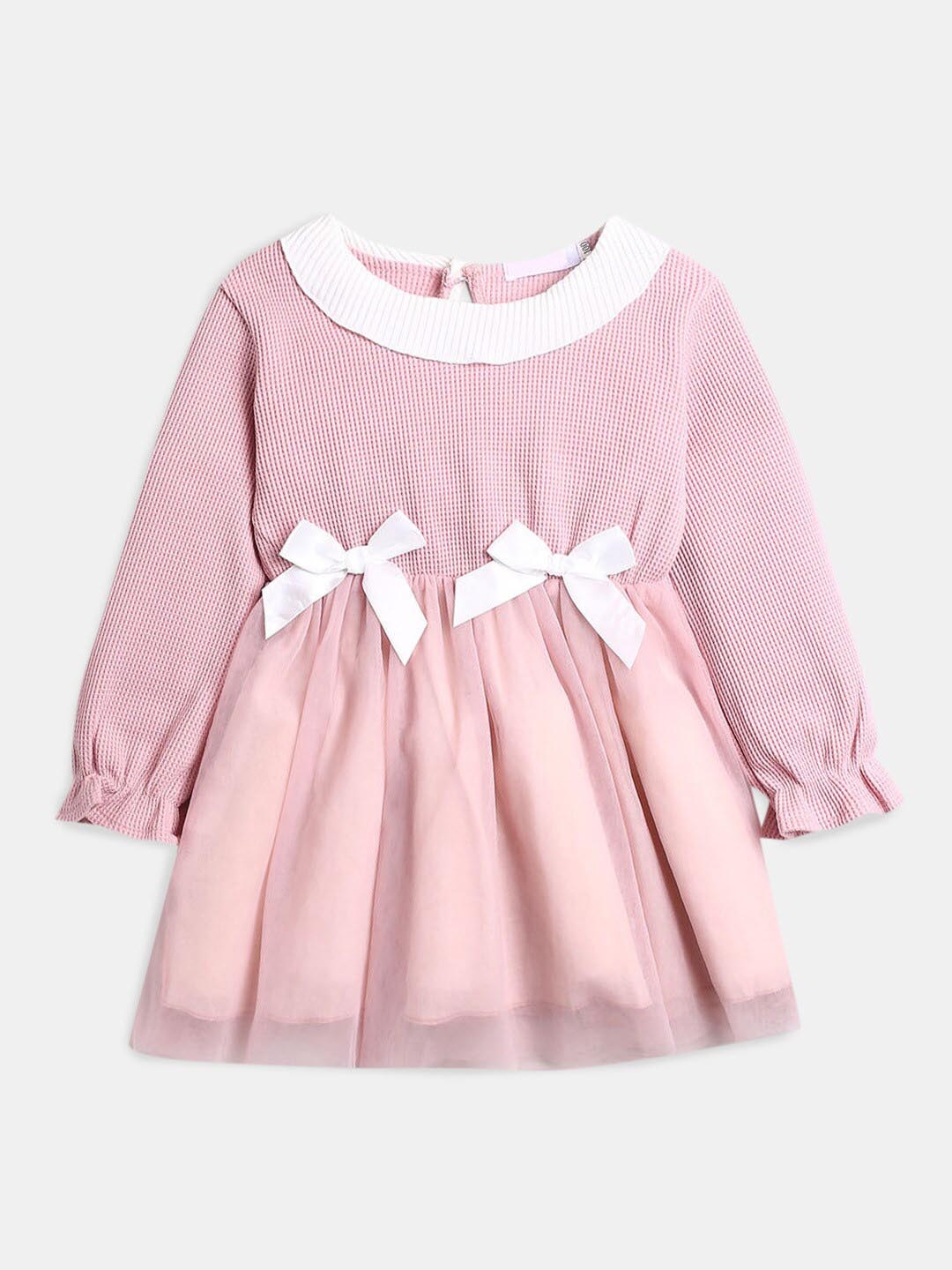 

Hopscotch Long Sleeves Cotton Dress, Pink