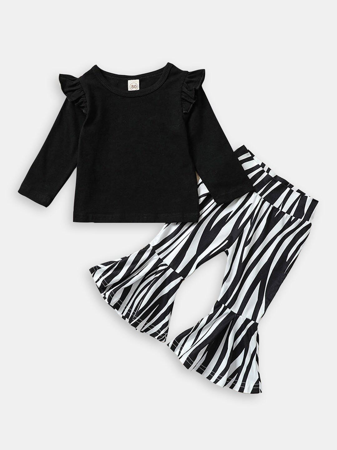 

Hopscotch Girls Solid Top with Trousers, Black