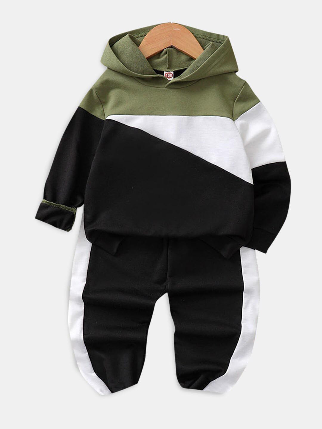 

Hopscotch Boys Colourblocked T-shirt with Trousers, Black