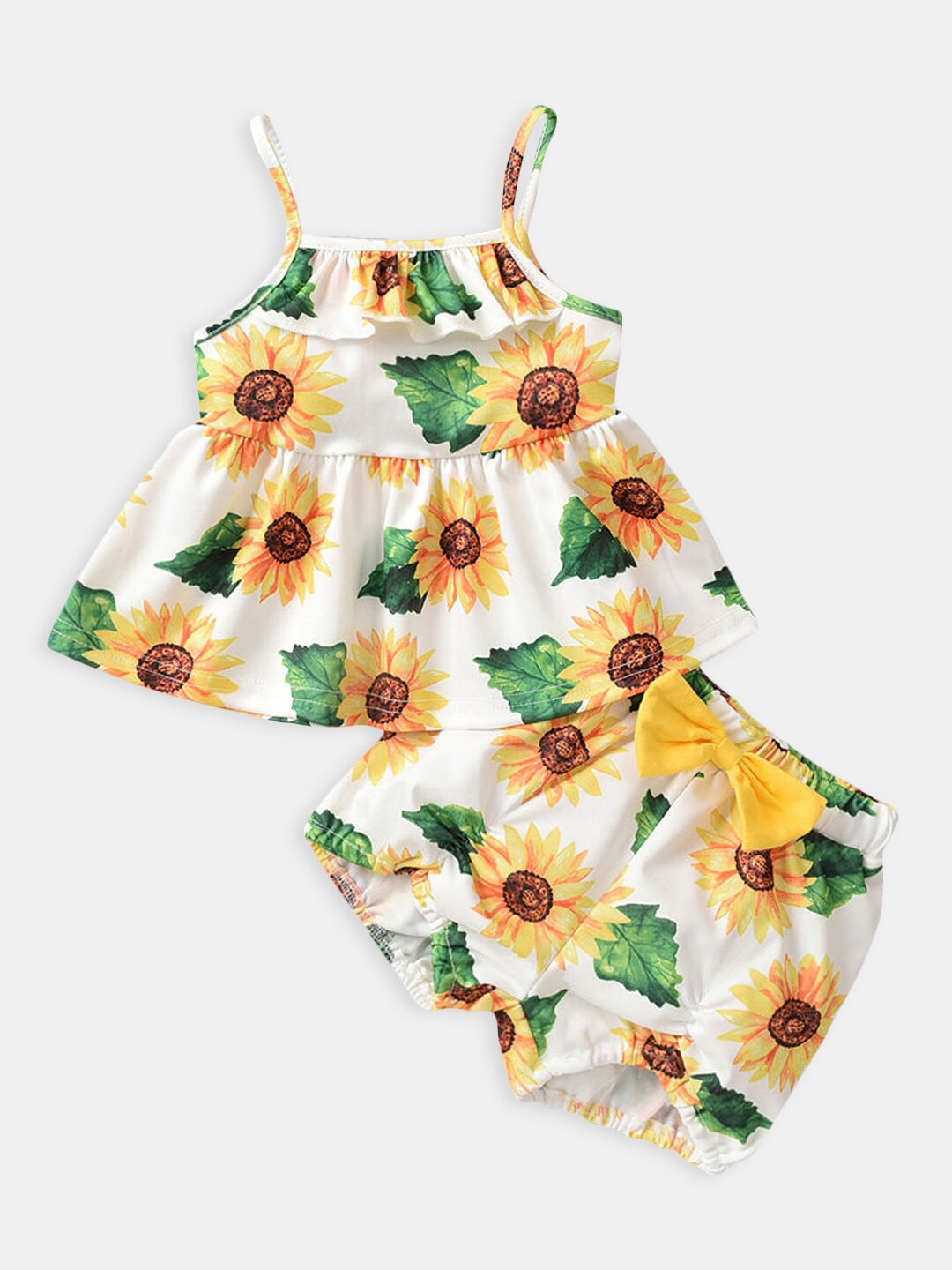 

Hopscotch Girls Printed Top with Shorts, White