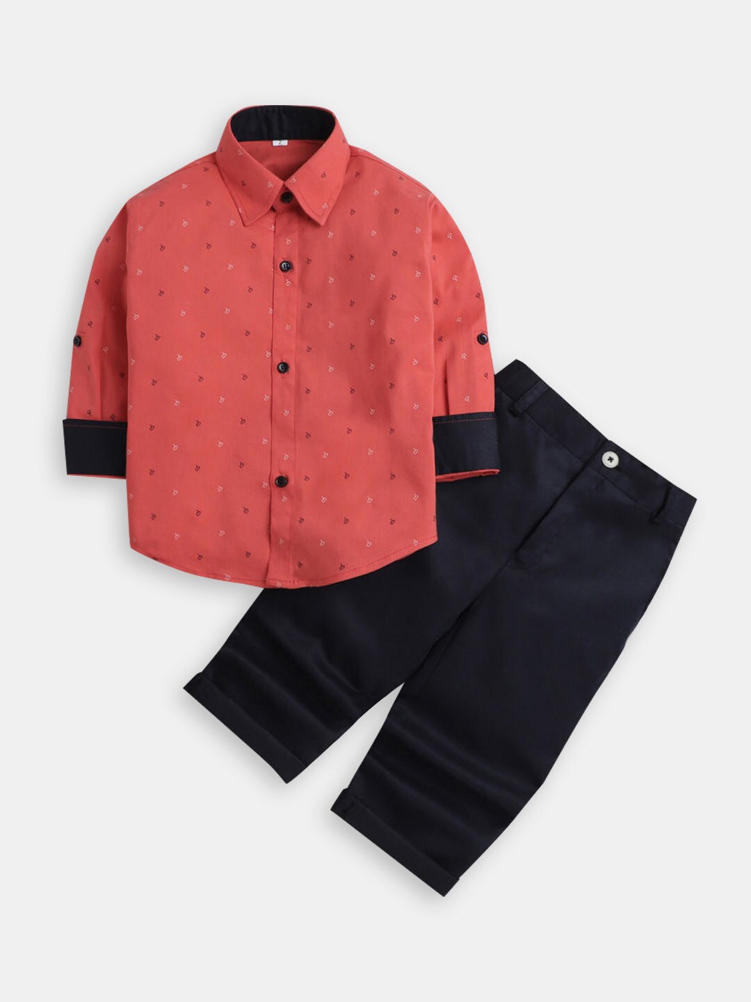 

Hopscotch Boys Printed Shirt with Trousers, Red