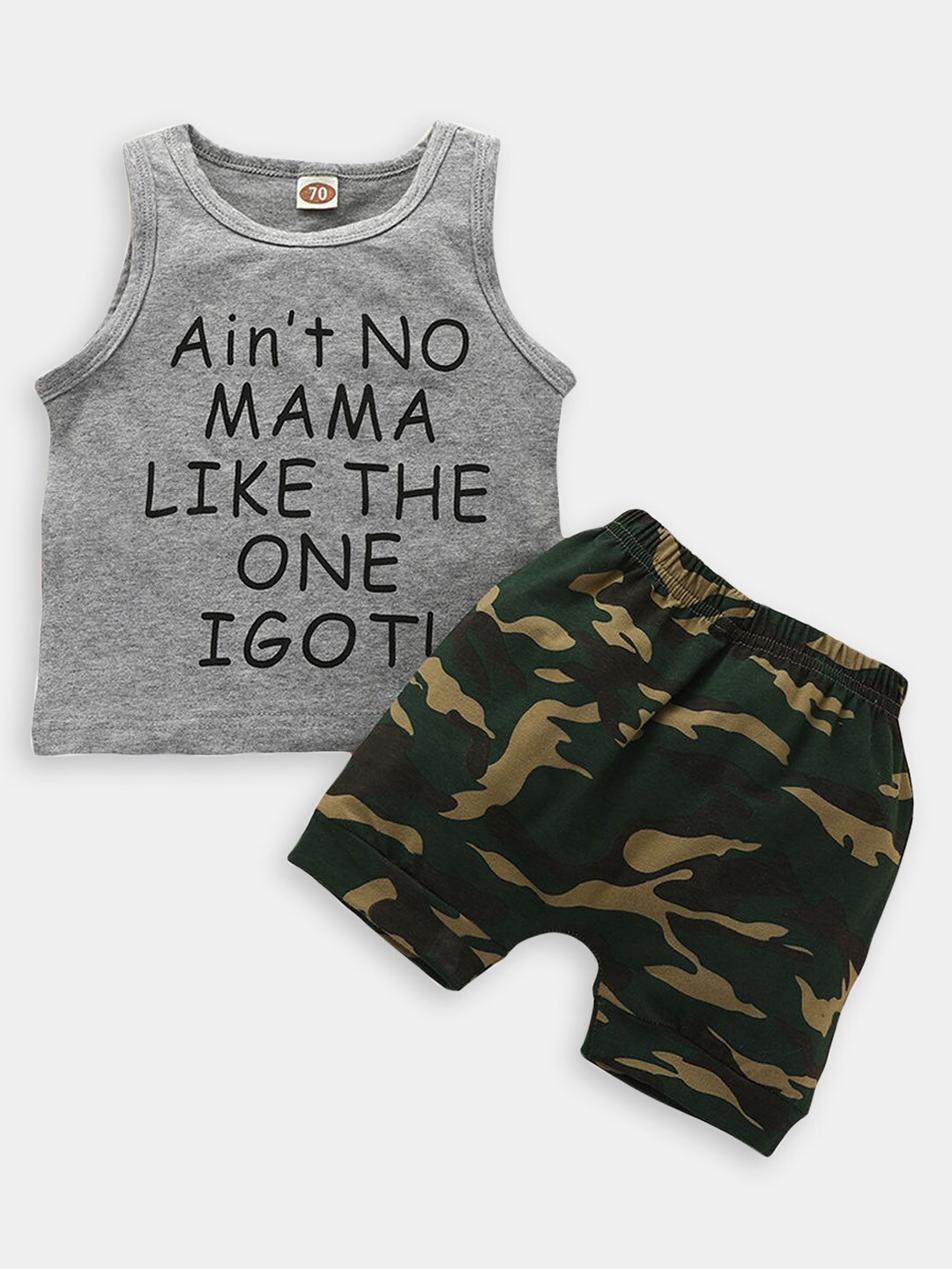 

Hopscotch Boys Printed T-shirt with Shorts, Grey