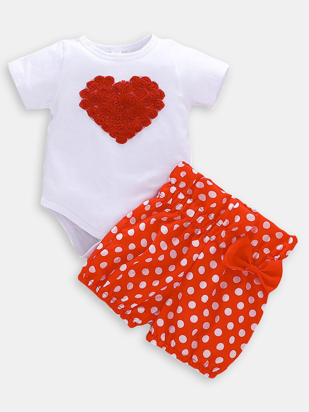 

Hopscotch Girls Printed Pure Cotton Clothing Set, Red