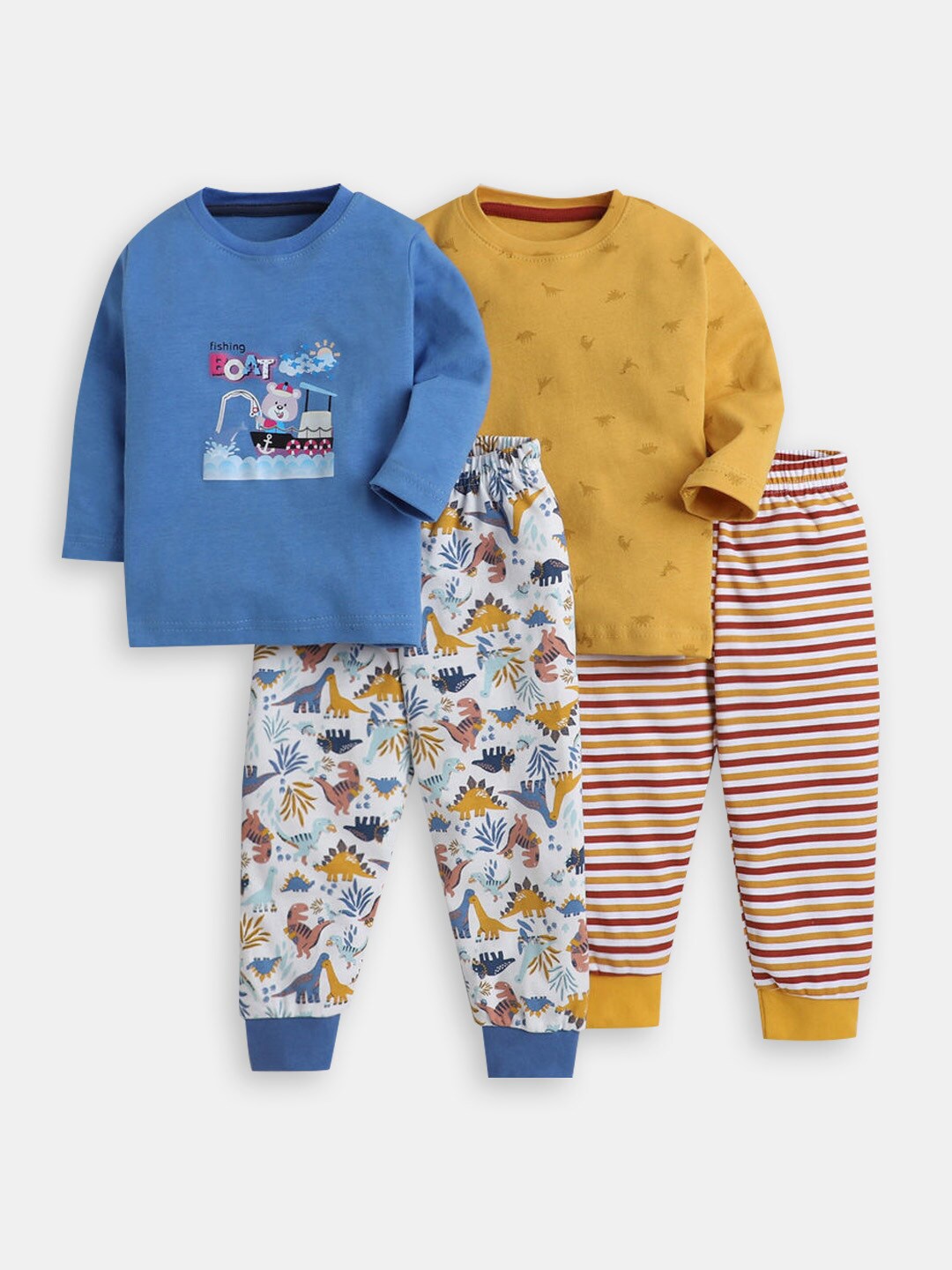 

Hopscotch Boys Pack Of 2 Printed Pure Cotton Clothing Sets, Turquoise blue
