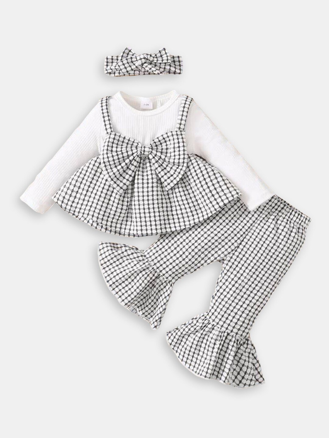 

Hopscotch Girls Checked Top with Trousers, White