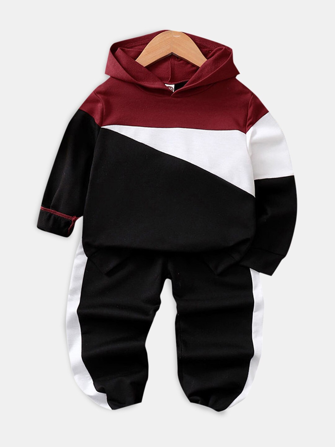 

Hopscotch Boys Colourblocked T-shirt with Trousers, Black