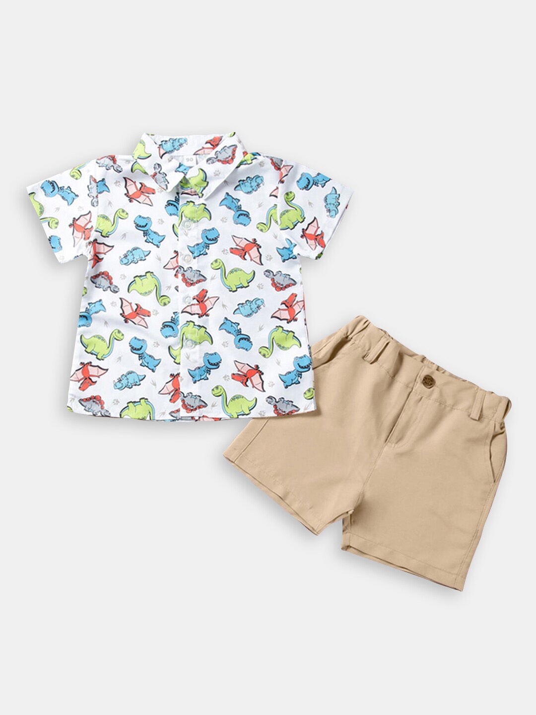 

Hopscotch Boys Printed Shirt with Shorts, White