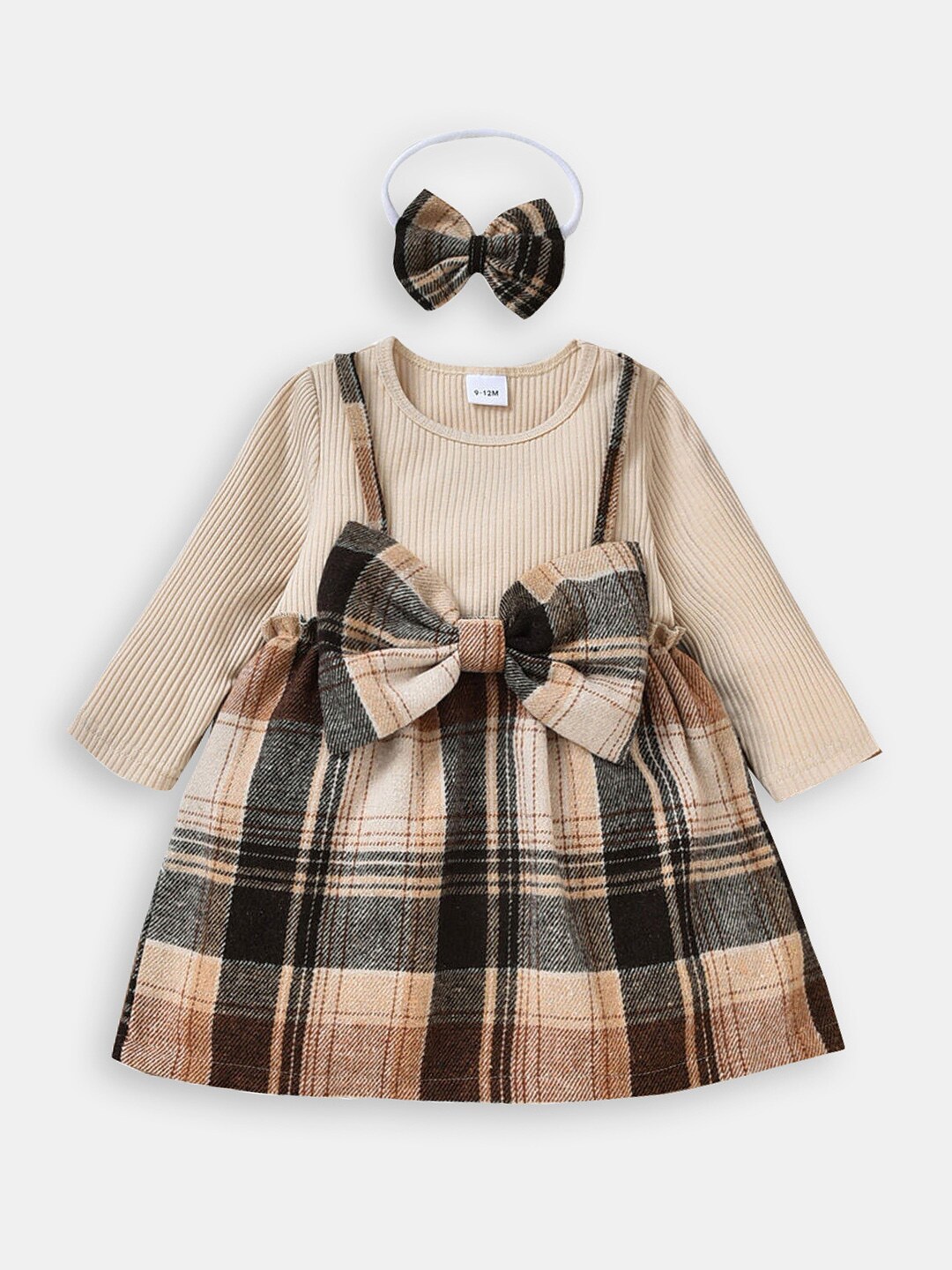 

Hopscotch Girls Checked Mini Dress, Beige