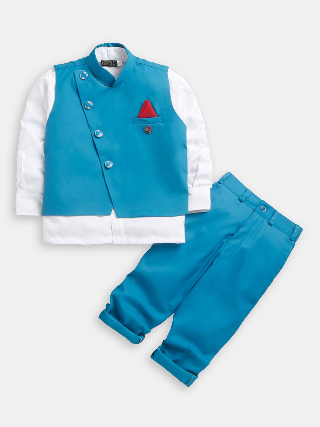 

Hopscotch Boys Pure Cotton 3-Piece Suit, Turquoise blue