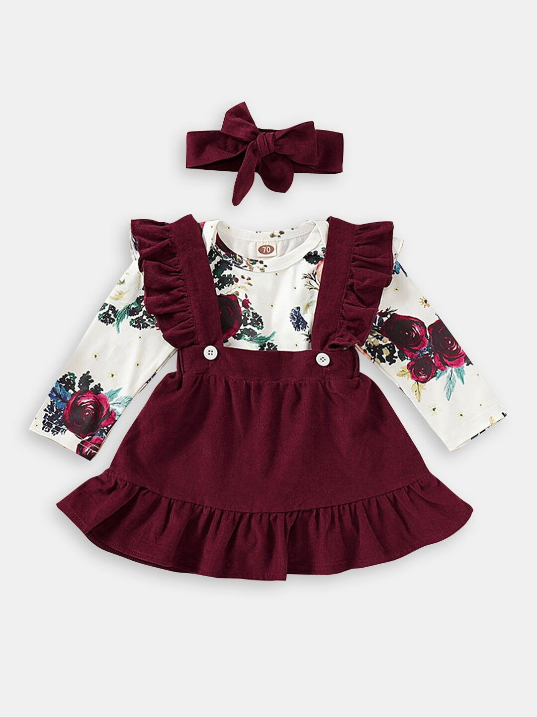 

Hopscotch Girls Printed T-shirt with Skirt, Burgundy