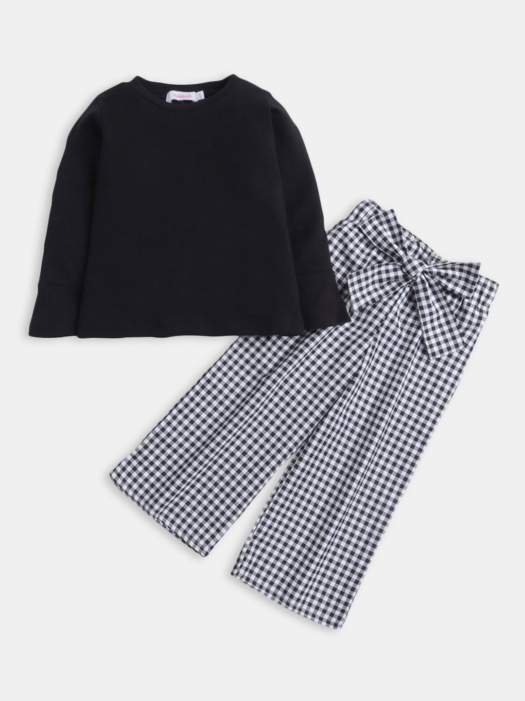 

Hopscotch Girls Pure Cotton T-shirt with Trousers, Black