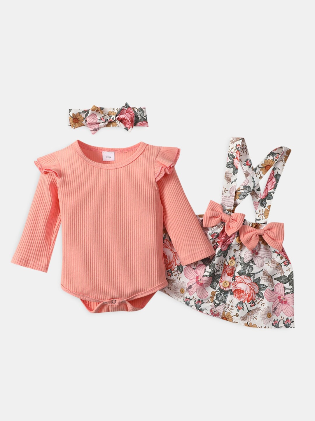 

Hopscotch Girls Striped T-shirt with Skirt, Peach