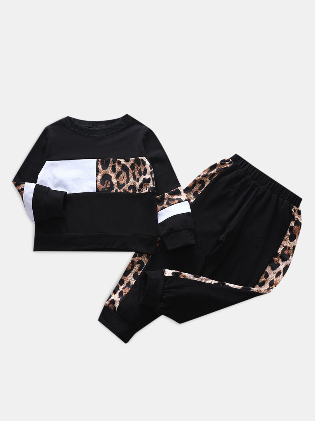 

Hopscotch Girls Printed Top with Trousers, Black