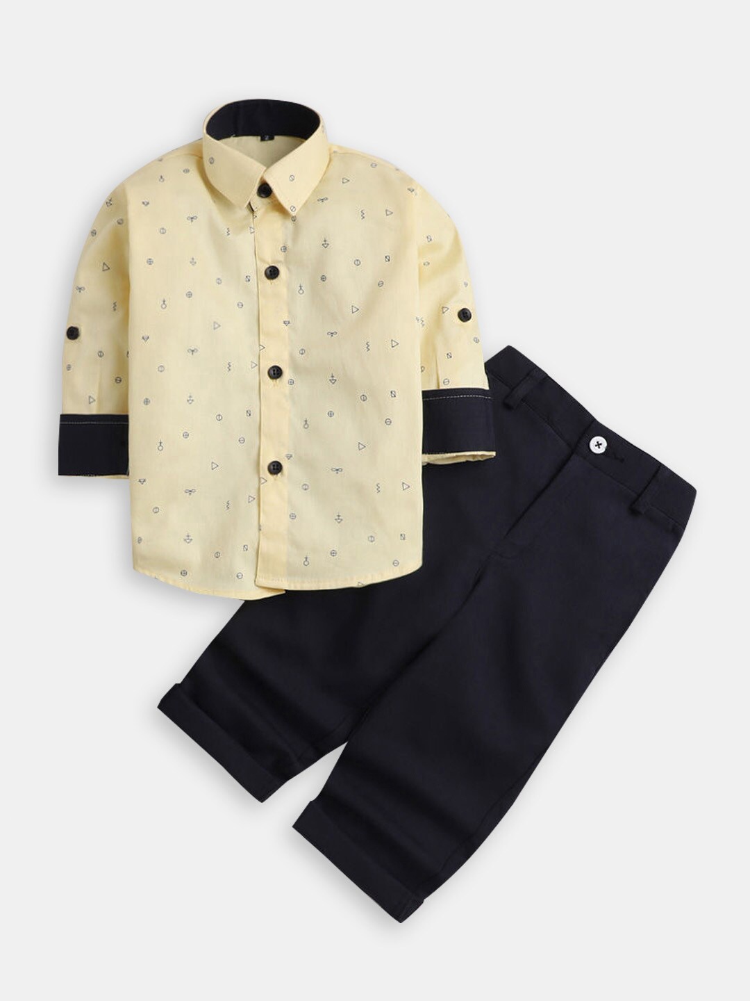 

Hopscotch Boys Printed Shirt with Trousers, Yellow