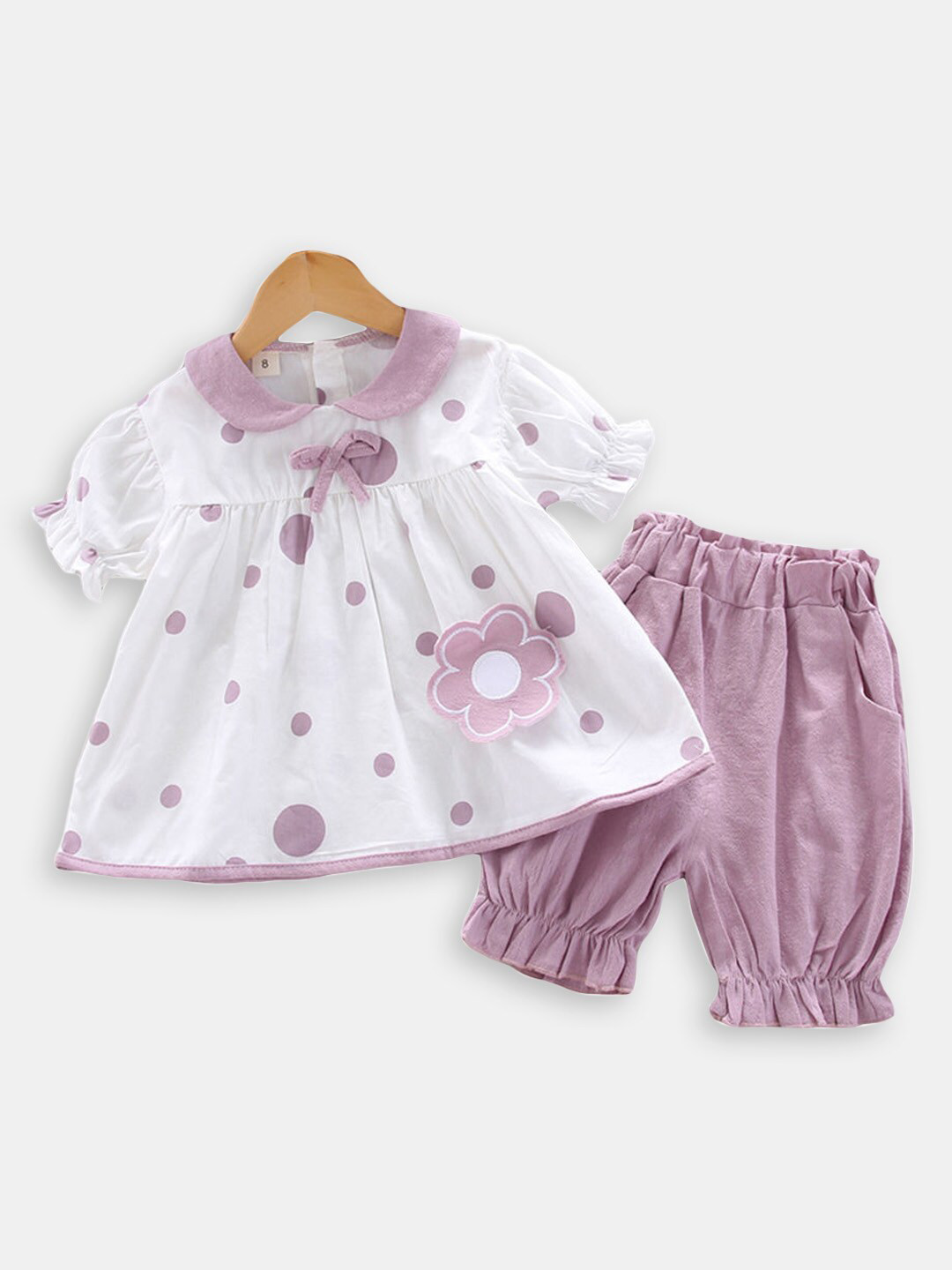 

Hopscotch Girls Printed Pure Cotton Top With Trousers, Lavender