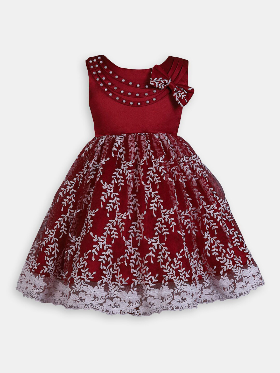 

Hopscotch Kids Girls Floral Embroidered Dress, Red