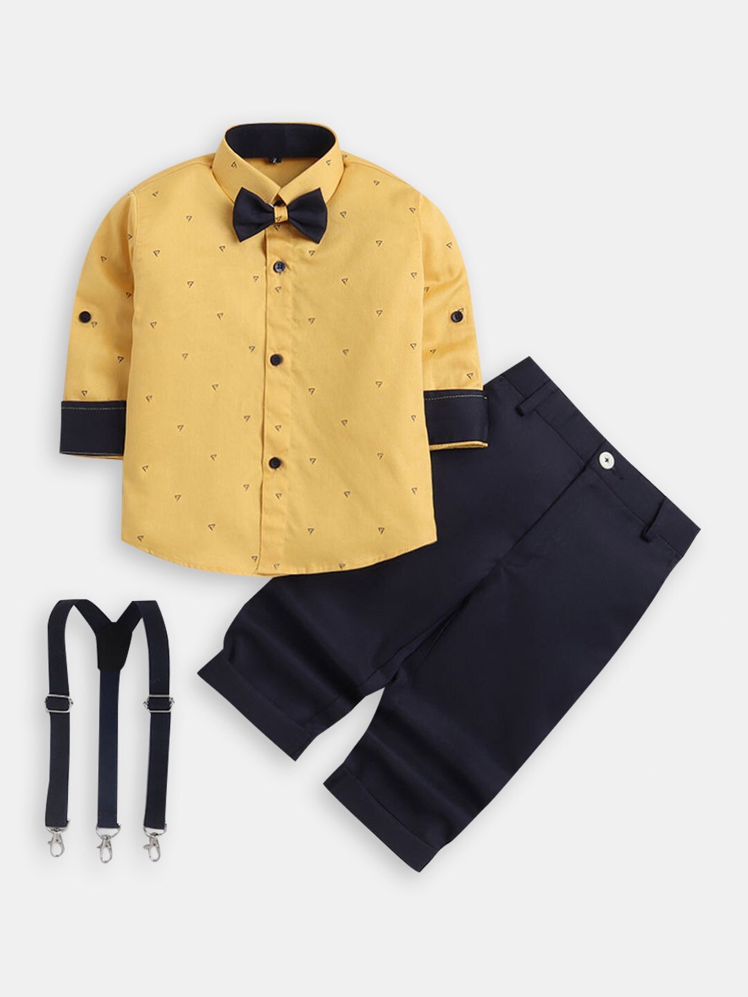 

Hopscotch Boys Printed Shirt with Trousers, Yellow