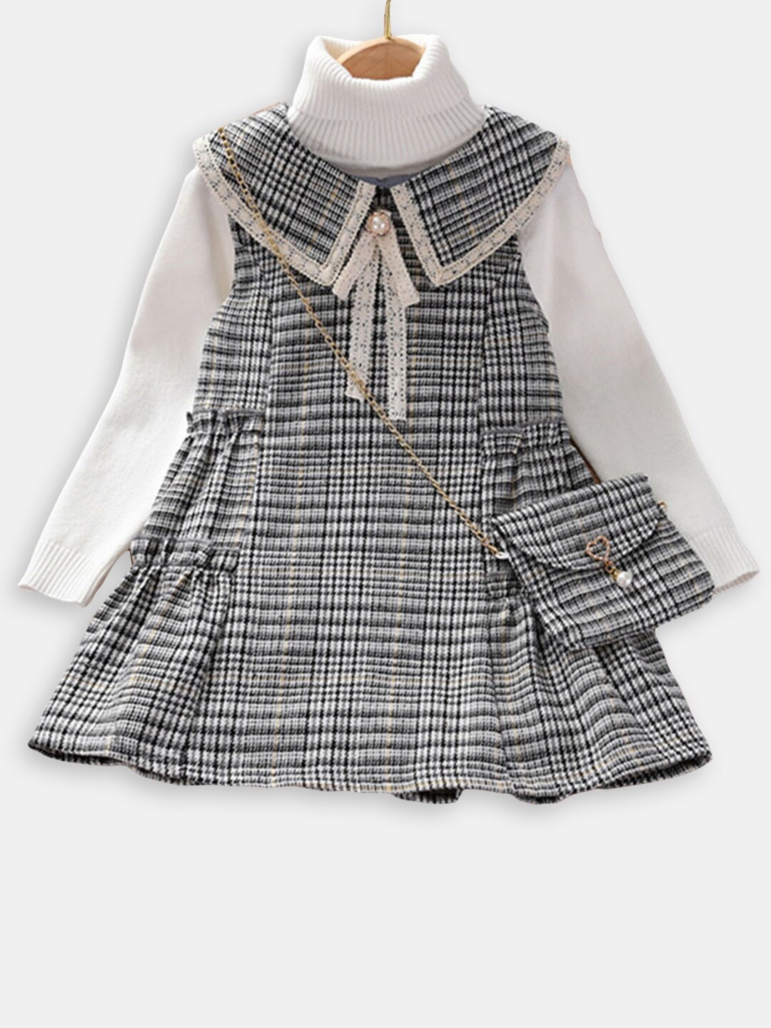 

Hopscotch Checked A-Line Dress, Grey