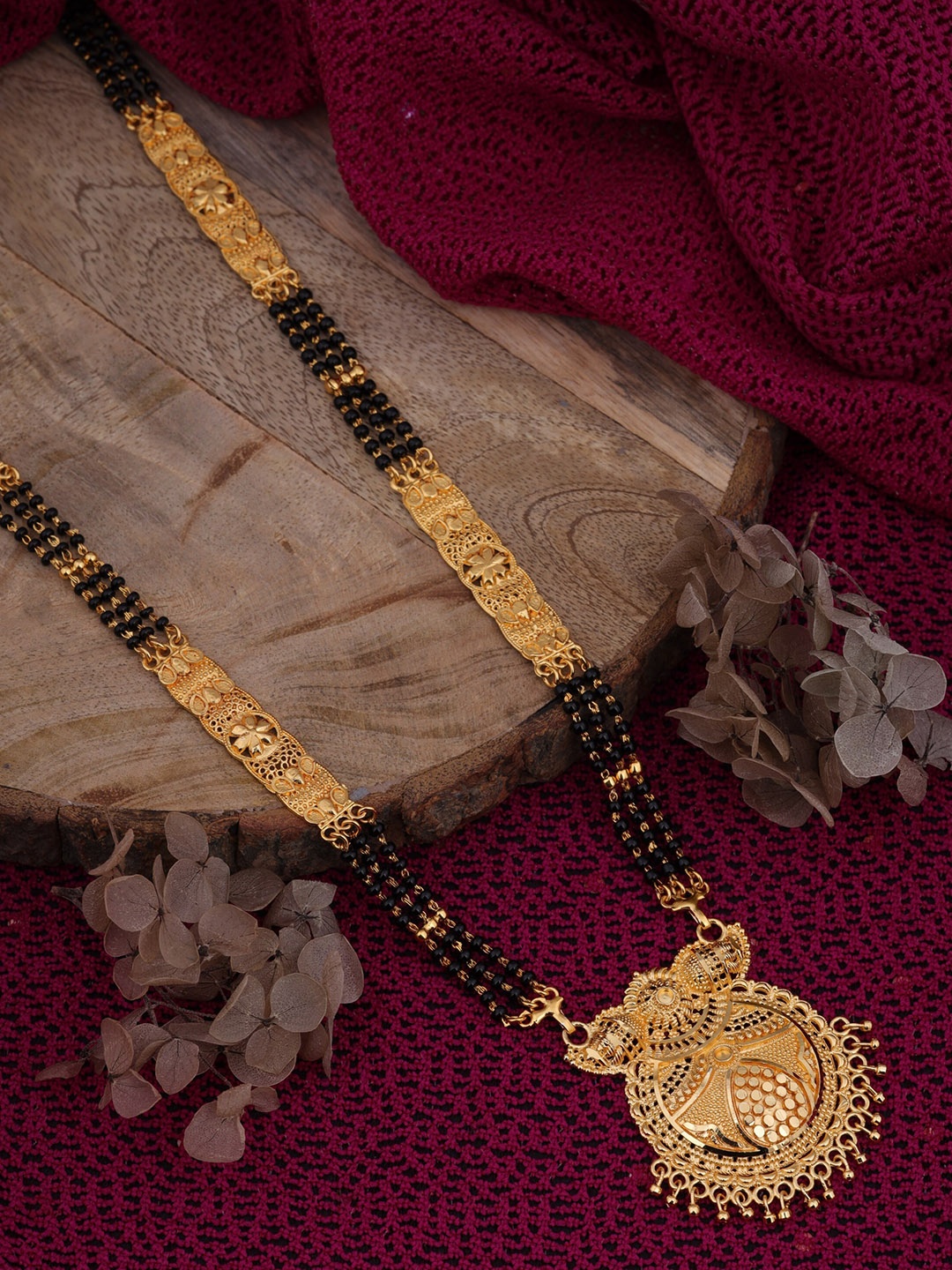

Brado Jewellery Gold-Plated Beaded Traditional Mangalsutra