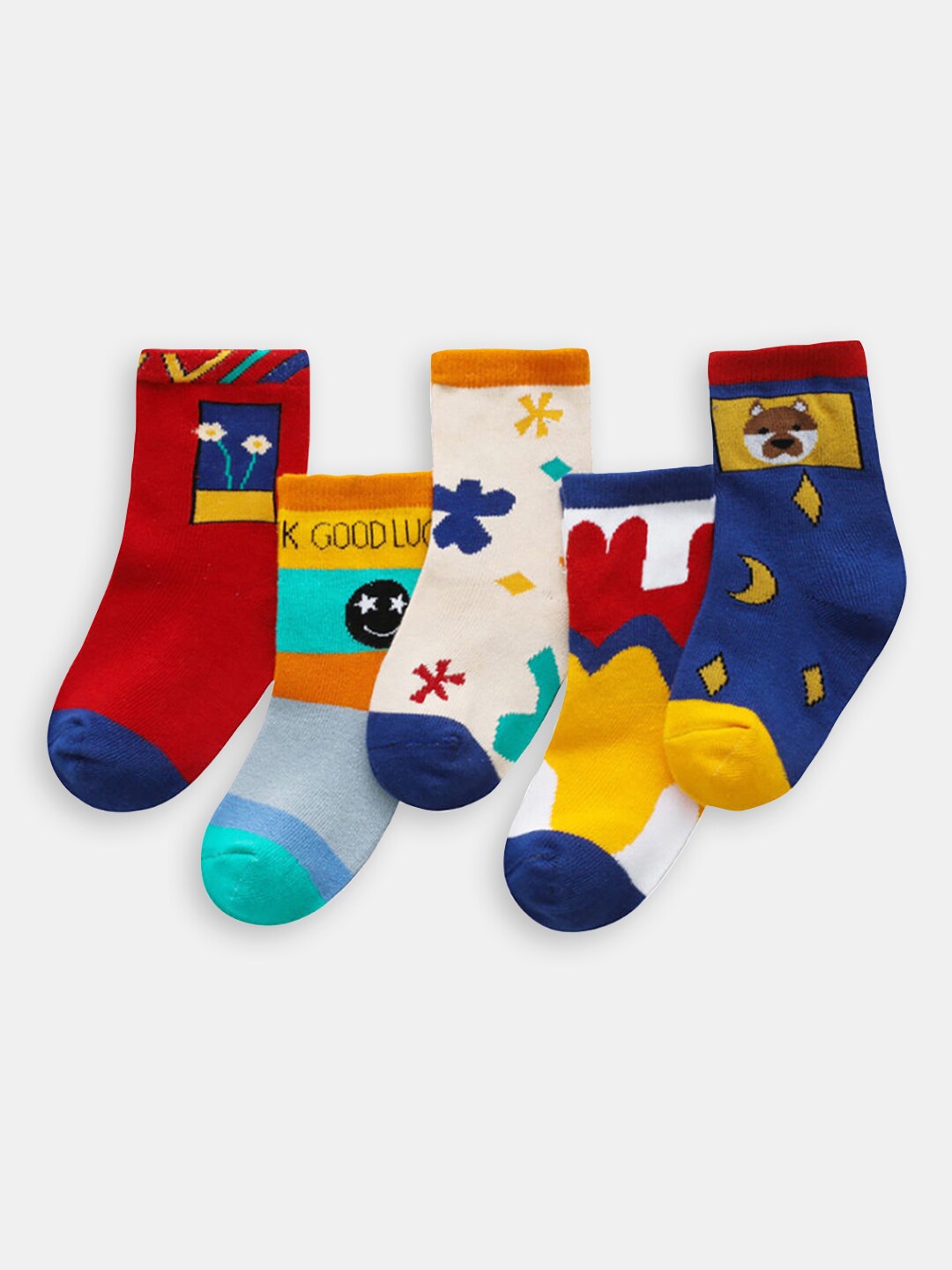 

Hopscotch Boys Pack Of 5 Patterned Ankle-Length Socks, Blue