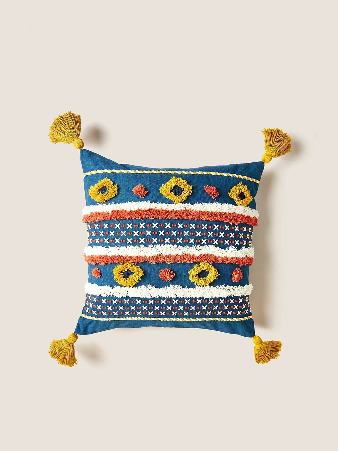 

Marks & Spencer Blue & Yellow Self Design Pre-Filled Cushion