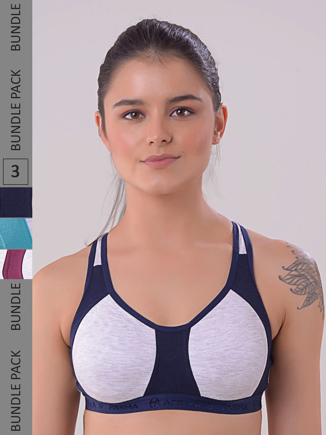 

Apraa & Parma Navy Blue & Maroon Colourblocked Bra