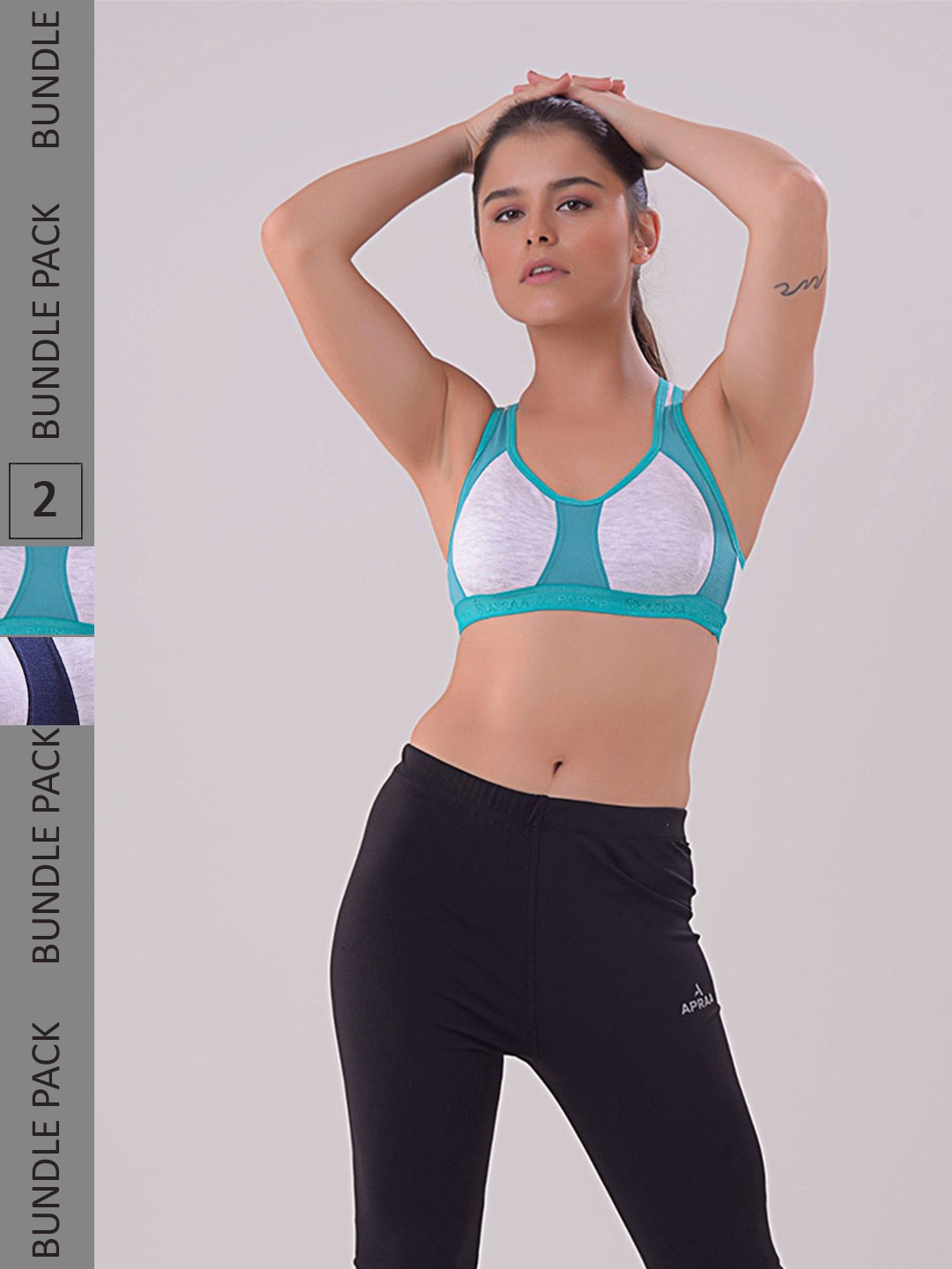 

Apraa & Parma Blue & Grey Colourblocked Bra