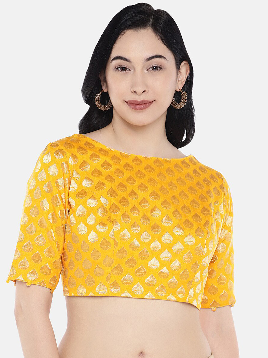 

Studio Shringaar Brocade Woven Design Saree Blouse, Yellow