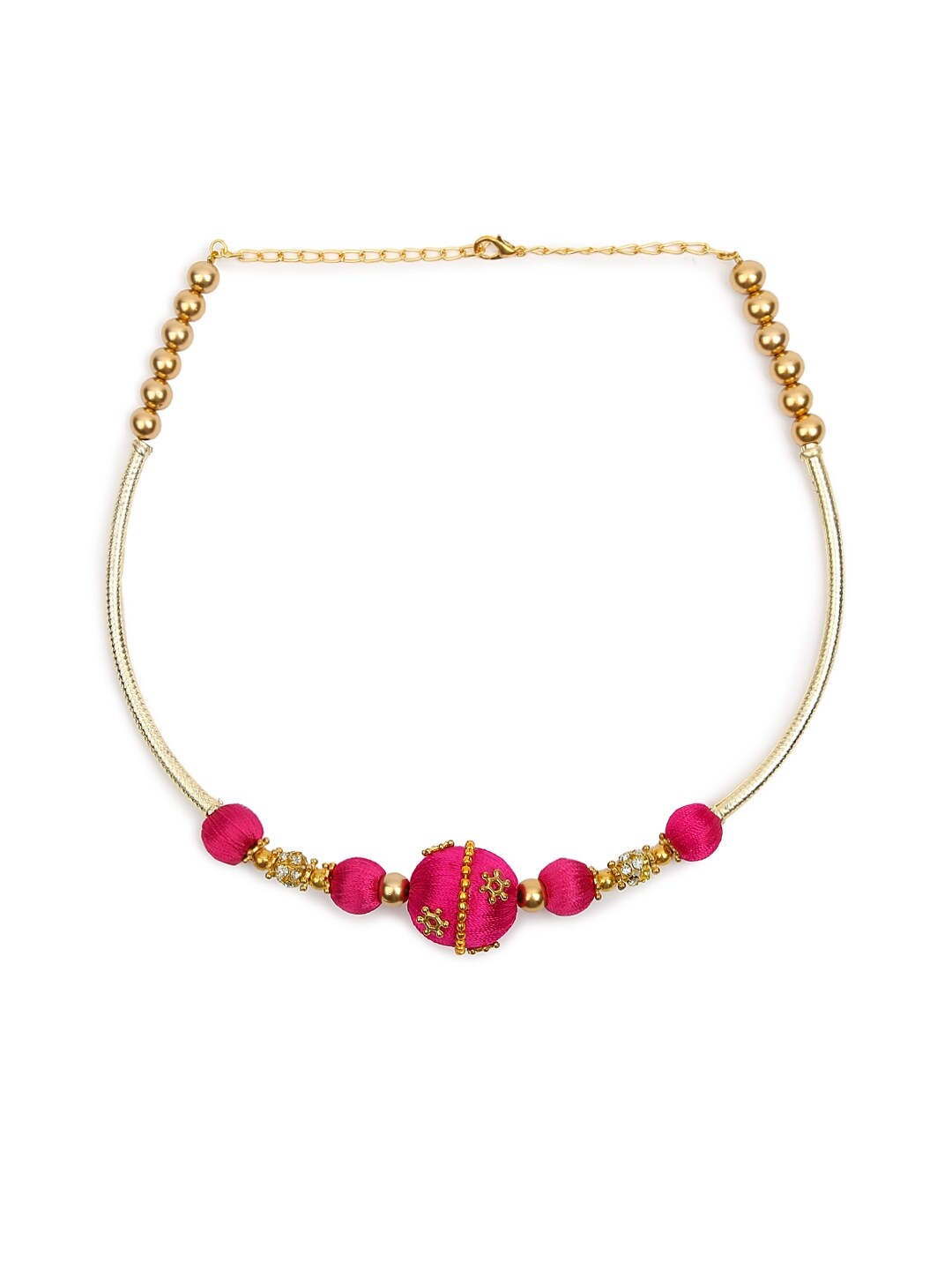 

AKSHARA Women Gold-Plated Beaded Choker Necklace, Pink