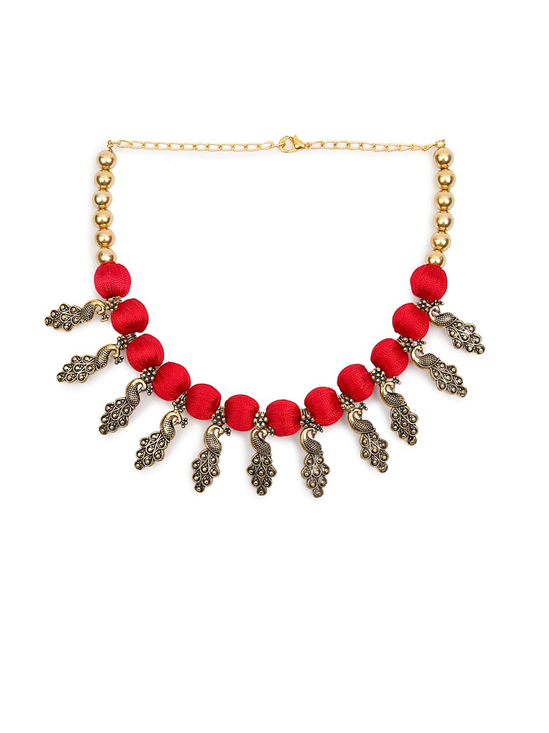 

AKSHARA Women Gold-Plated Beaded Choker Necklace, Red