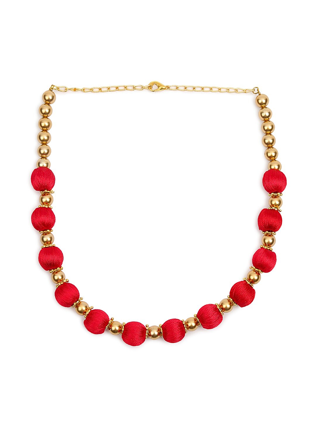 

AKSHARA Women Gold-Plated Beaded Necklace, Red