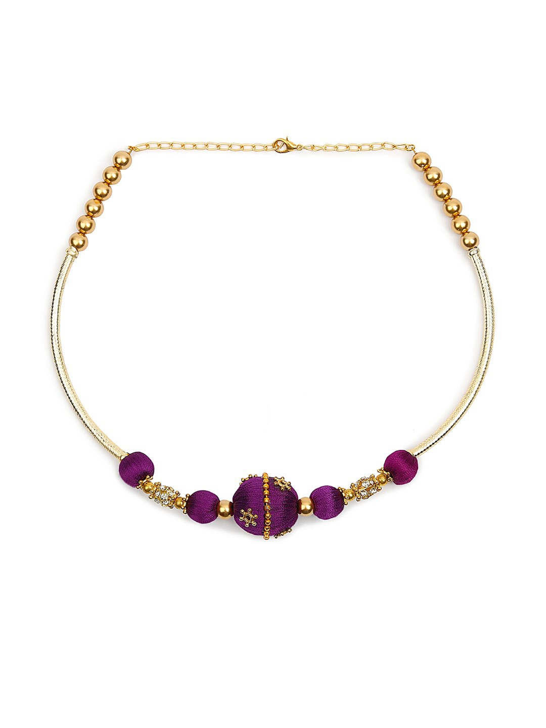 

AKSHARA Women Gold-Plated Beaded Choker Necklace, Purple