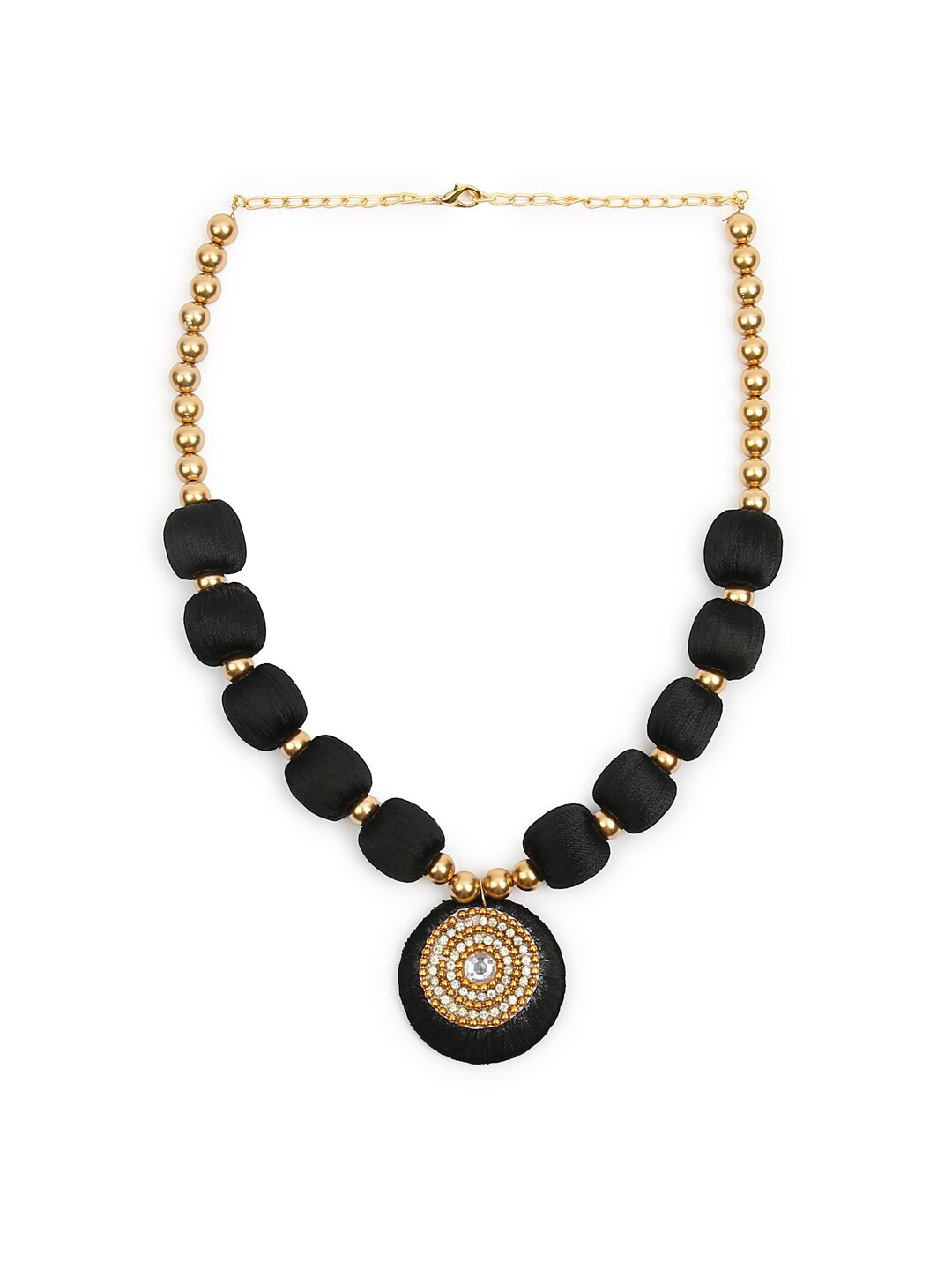 

AKSHARA Women Gold-Plated Beaded Necklace, Black