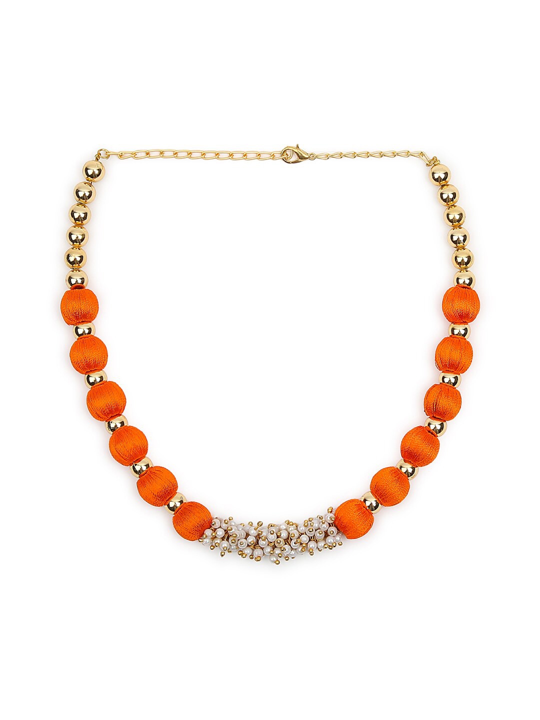

AKSHARA Women Gold-Plated Beaded Choker Necklace, Orange