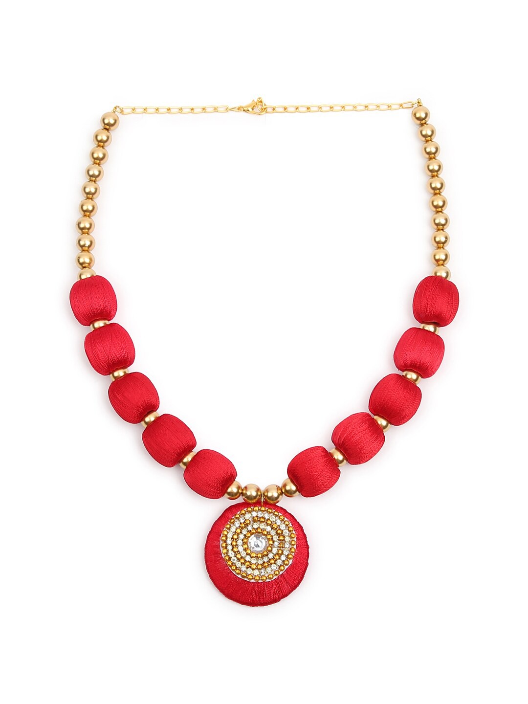 

AKSHARA Women Gold-Plated Beaded Necklace, Red