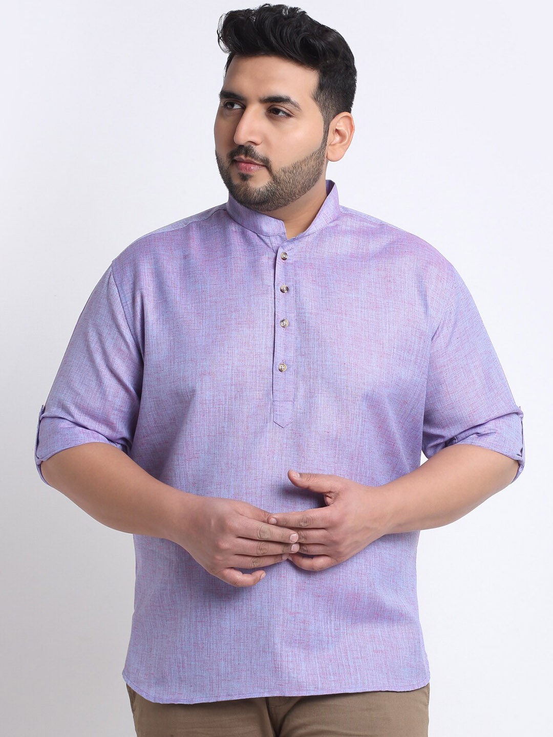 

plusS Men Plus size Cotton Kurta, Violet
