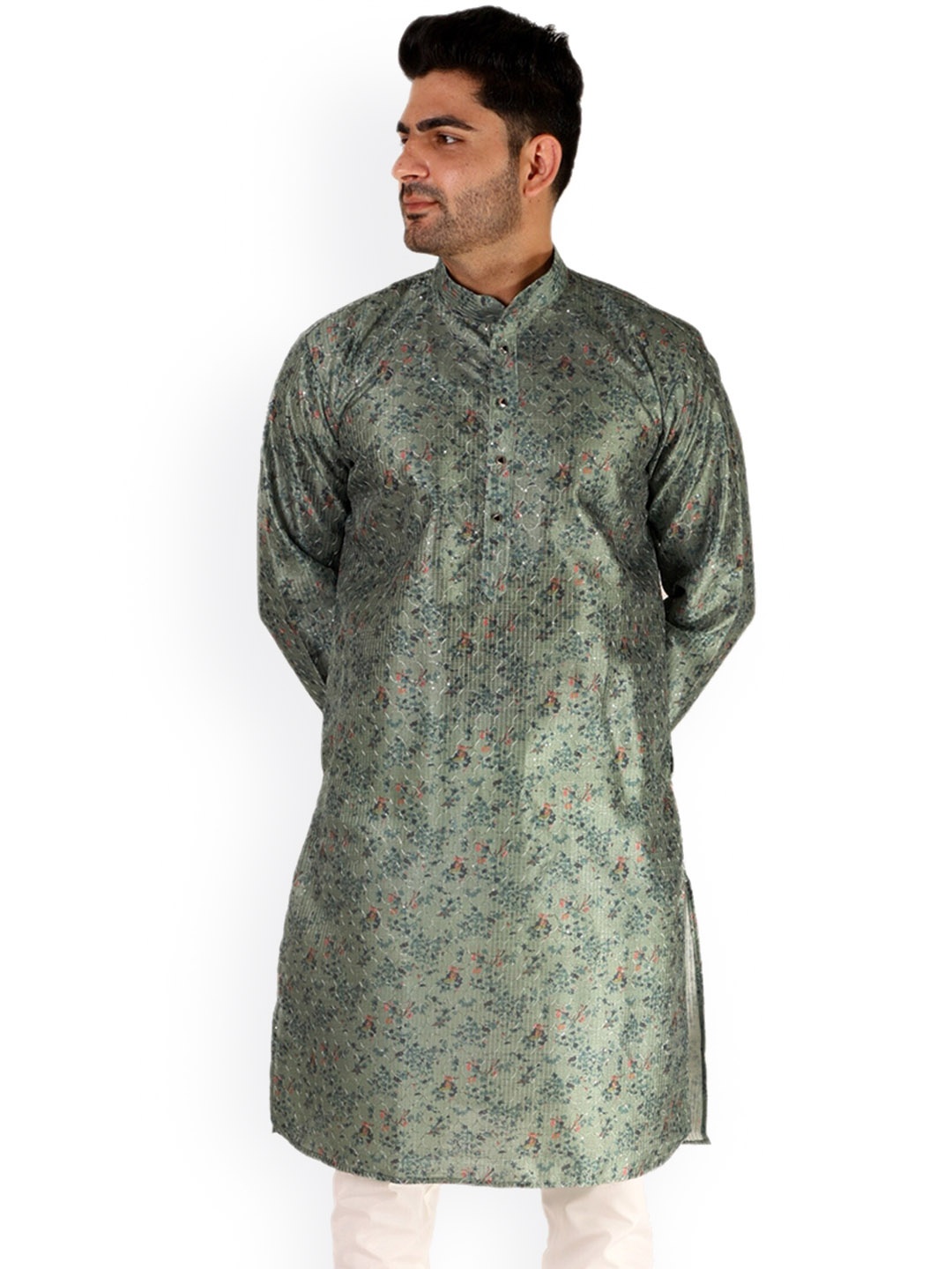 

Pro-Ethic STYLE DEVELOPER Men Ethnic Motifs Printed Kurta, Green