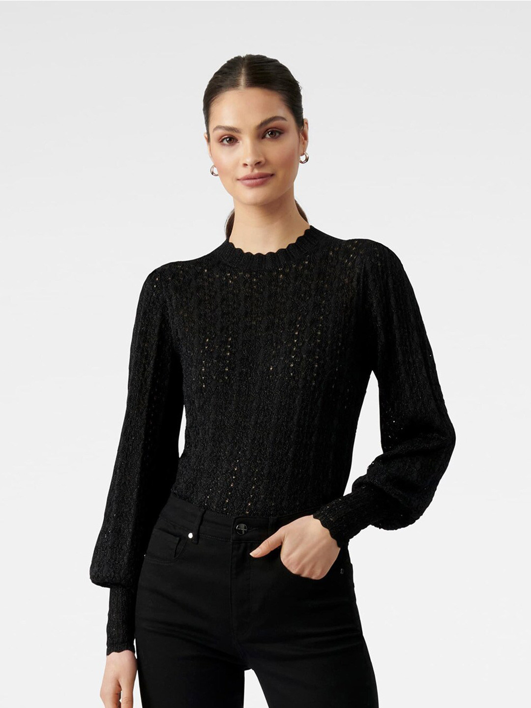 

Forever New Women Round Neck Pullover, Black
