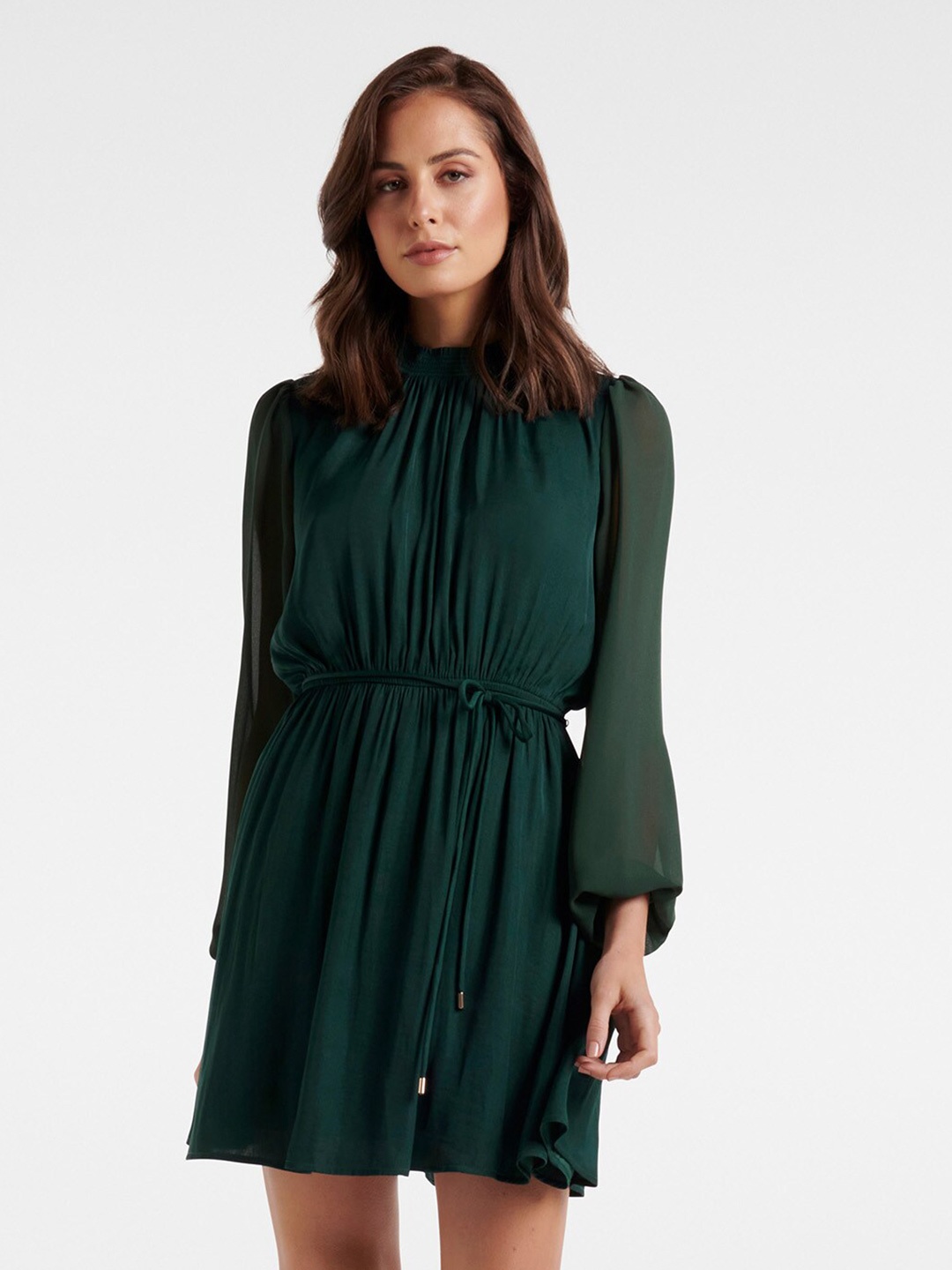 

Forever New High Neck Mini Dress, Green