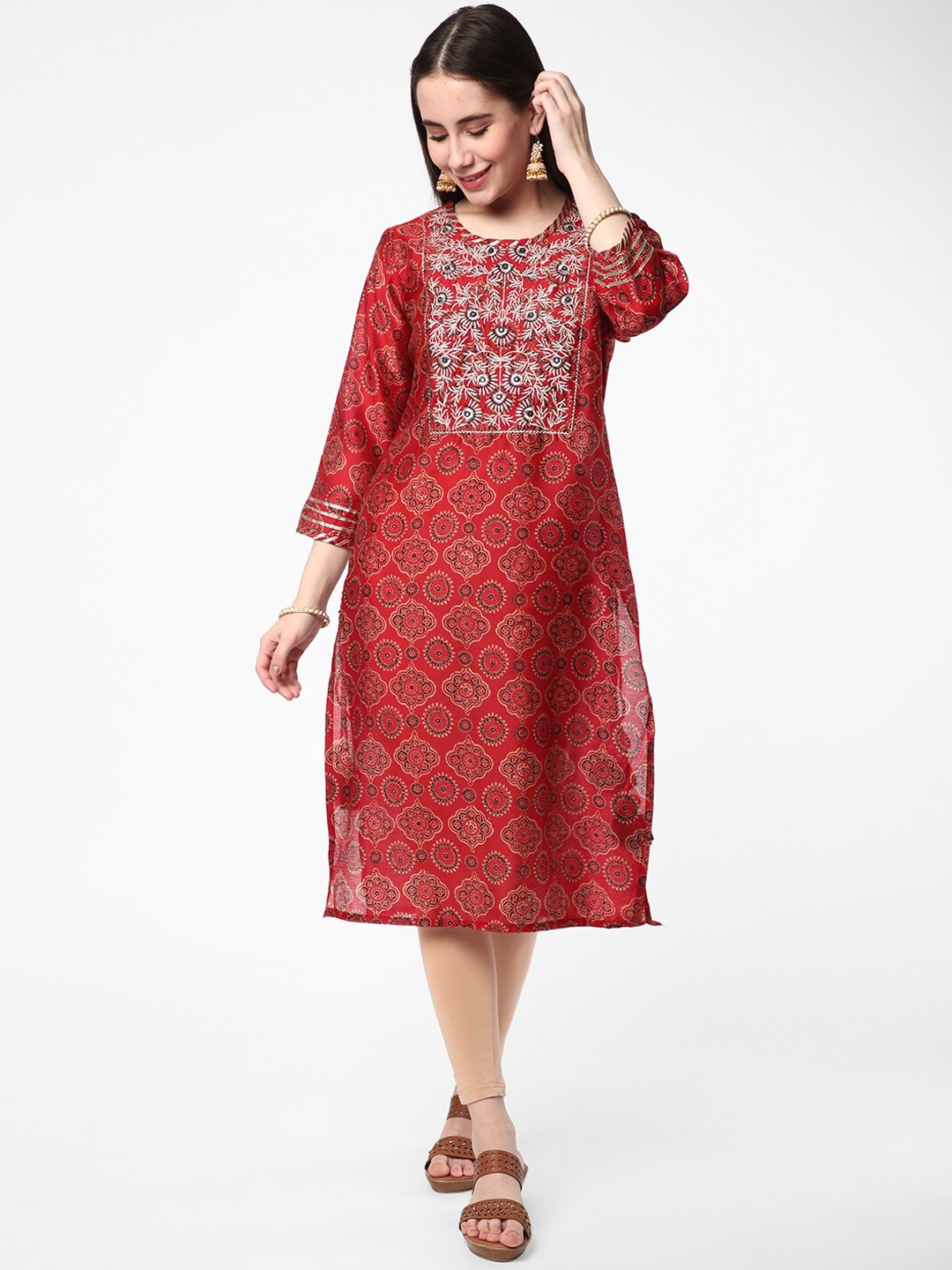 

R&B Women Floral Printed Kurta, Red