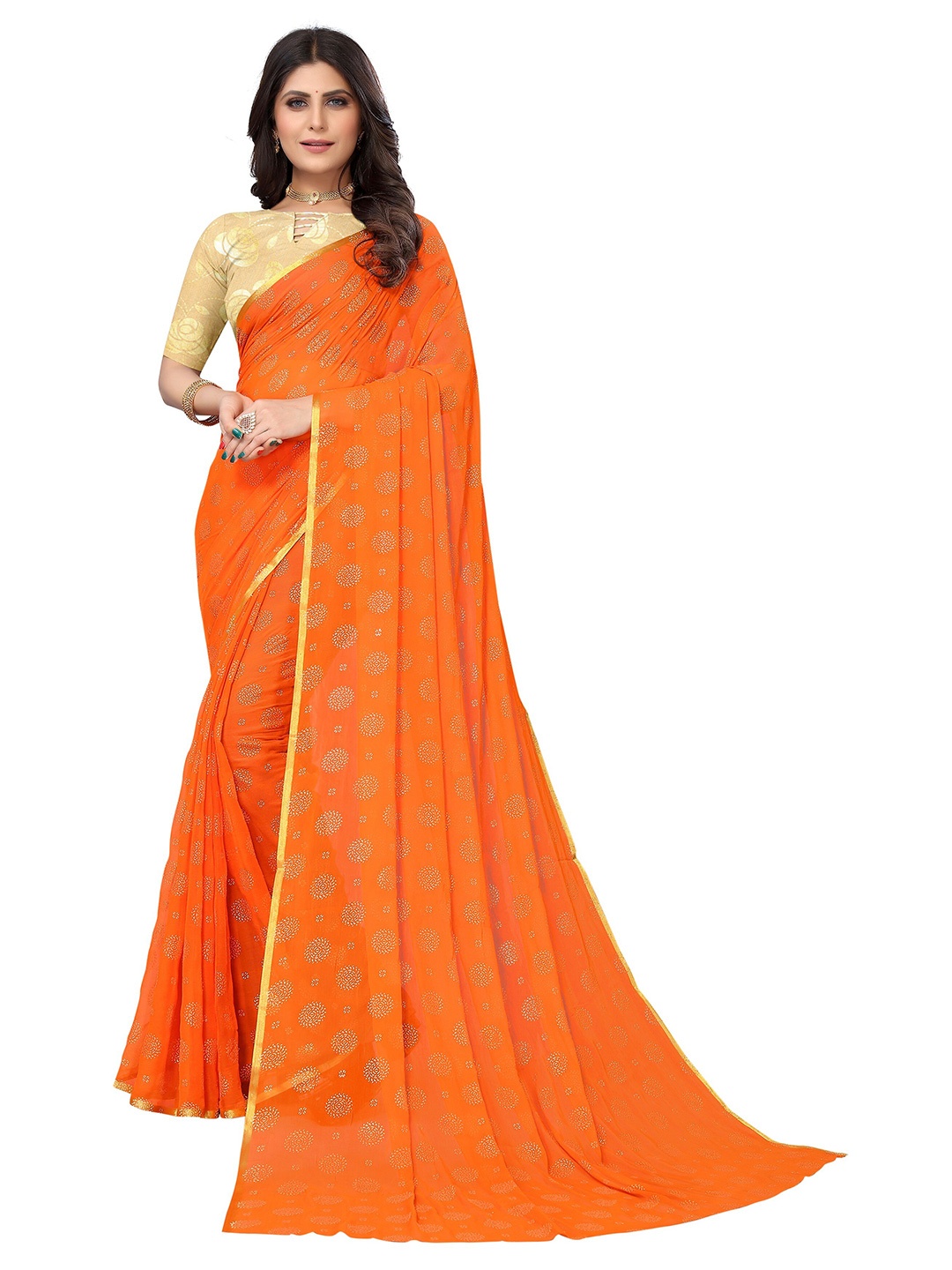 

Nimayaa Ethnic Motifs Pure Chiffon Saree, Orange