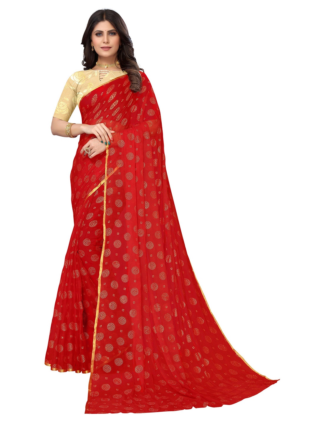 

Nimayaa Floral Pure Chiffon Saree, Maroon