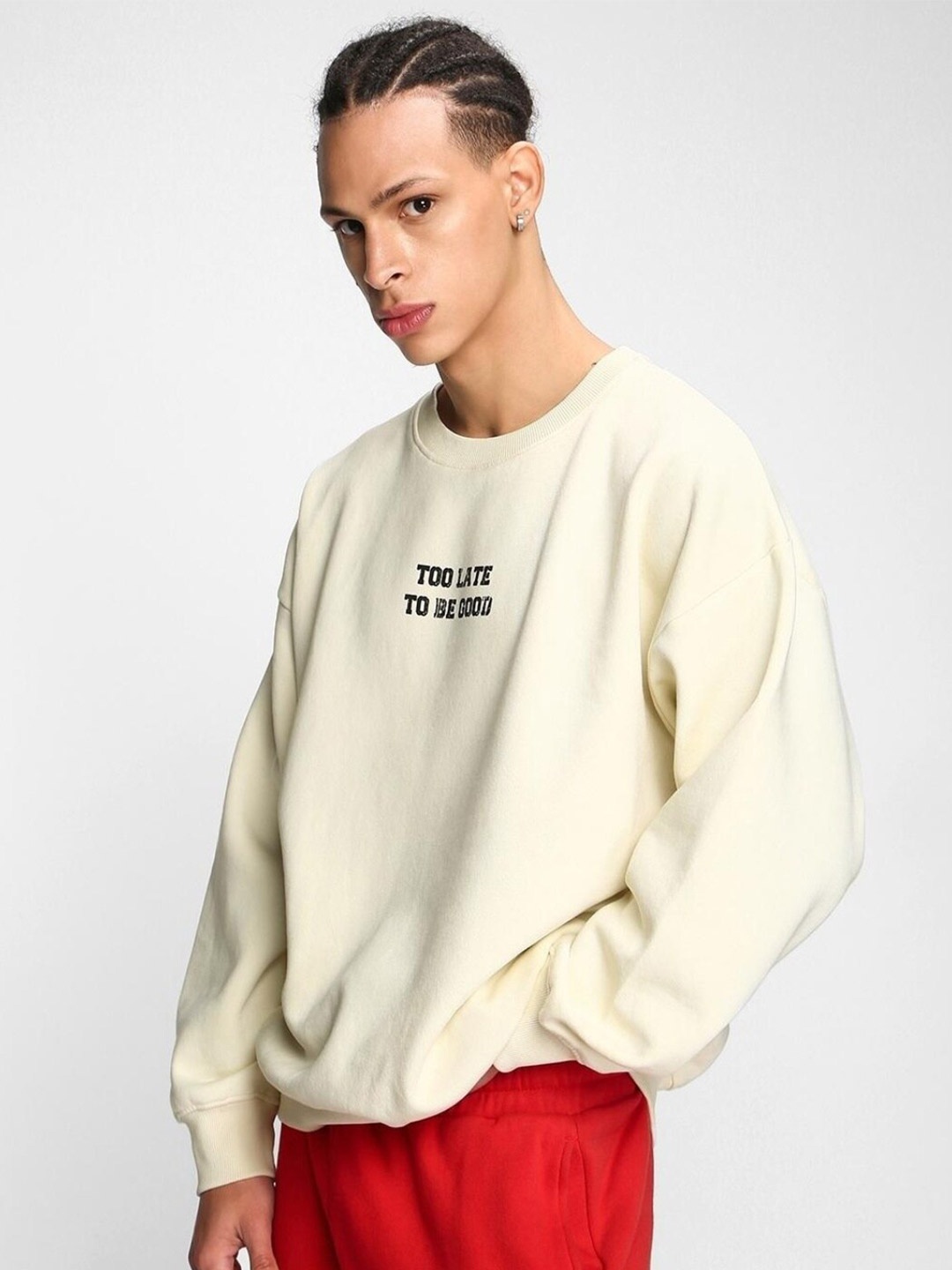 

Bewakoof Men Cotton Back Graphic Sweatshirt, Beige