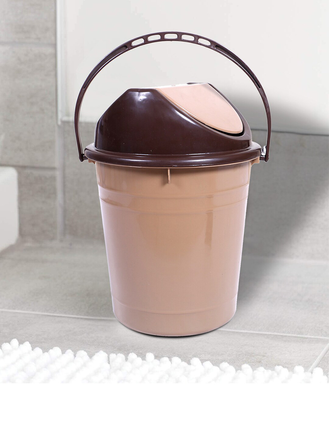 

Kuber Industries Coffee Brown Set Of 3 Dustbin with Swinging Lid 10 L