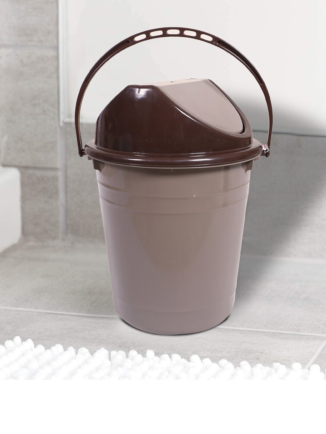 

Kuber Industries Brown Dustbin With Swinging Lid 10 L