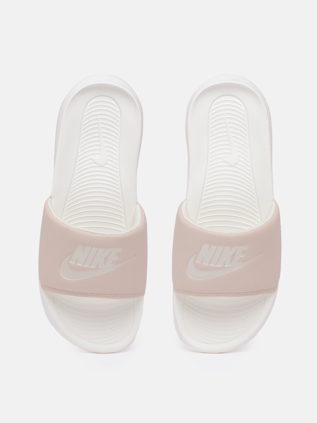 

Nike Women Brand Logo Debossed Victori One Sliders, Beige