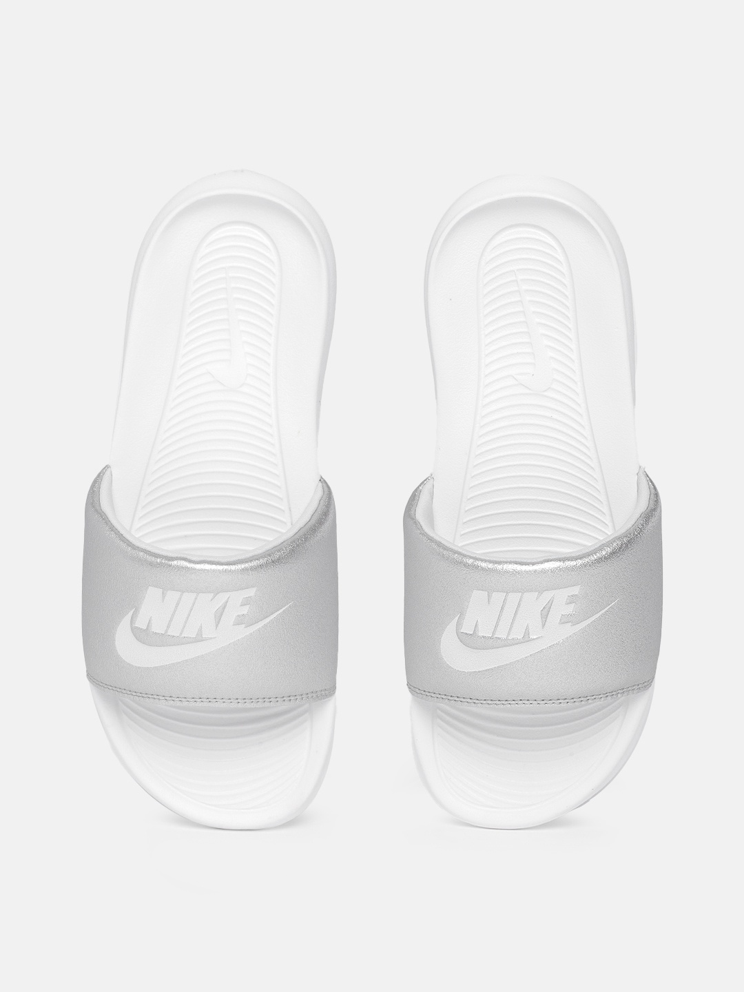 

Nike Women Brand Logo Print Victori One Sliders, Silver